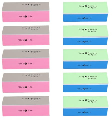 Pongnas Lima per Unghie in Spugna EVA a 4 Vie e Lucidante per Modellare, Levigare, Lucidare, Lucidare, con 10 Blocchi di Lucidatura Riutilizzabili (Set 10 pezzi)