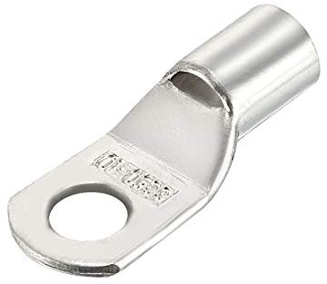 sourcing map Copper Wire Lugs,7AWG SC50-10,Bolt Hole,Battery Cable Ends Eyelets Crimp Tubular Ring Terminals Connectors Silver Tone 5Pcs