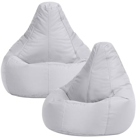 Bean Bag Bazaar Dalton Kids Bean Bag, Grey, 2 Pack, Water Resistant, Gaming Chair for Kids, Beanbag for Indoor and Outdoor Use with Filling Included, Childs Chair ideal for Bedroom, Playroom, Garden
