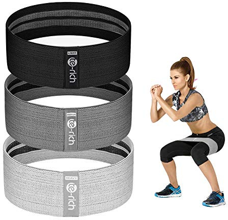 Te-Rich Resistance Bands for Legs and Butt, Fabric Workout Loop Bands, Set of 3