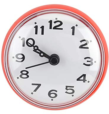 MAGT Badezimmeruhr, Wasserdicht Wanduhr Saugnapf Badeuhr Saug Wand Fenster Spiegel Bad Dusche Uhr für Badezimmer(Rot)