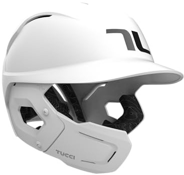 TUCCI Potenza Batting Helmet with Jaw Flap, L/XL, Matte White, Left-Handed Hitter