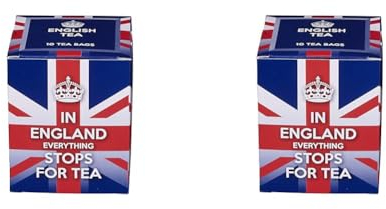 New English Teas Union Jack Slogans Carton Teabags, English Breakfast Tea, 1 Count (Pack of 2)