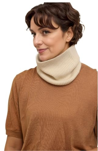 Prettystern scaldacollo tubolare sciarpa ad anello donna di 100% Cachemire Lana Uomo collo maglia a coste Cashmere Loop Unisex Bianco crema
