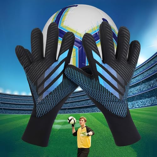 XSQD Respirant Gant De Foot, Gant Gardien Gants Foot Enfant, Adultes Avec Latex Épais Antidérapant,Taille 7/8/9/10, Idéal Pour Les Athlètes Et Les Débutants(Noir 10 Taille )