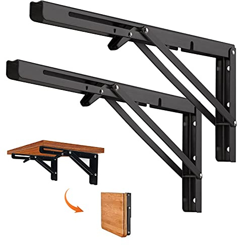 Quanerba Pack of 2 Folding Shelf Brackets 20in (Max Load 100kg) Heavy Duty Outdoor, Shelf Brackets & Supports, Folding Hinge for Home, Kitchen, Office, Grill (50cm/20in)