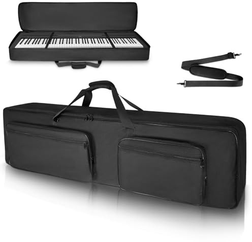 SUNDOY Tasche für Schmale 88-Tasten Keyboards, Gepolsterte Piano Gig Bag aus 600D Oxford-Gewebe mit 8 mm Polsterung, Tragetasche für Slim Digitalpianos und Musikzubehör