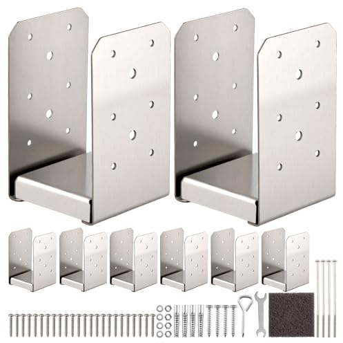 4x4 Adjustable Post Base, 8Pcs，Stainless Steel Post Anchor Bracket