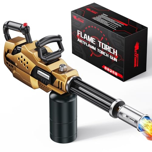 ARTFLAMM Powerful Propane Torch, Kitchen Blow Torch Gun with Adjustable Flame, Detachable Flamethrower Cooking Torch for Searing Steak, Camping, BBQ, Welding (Tank Not Included)