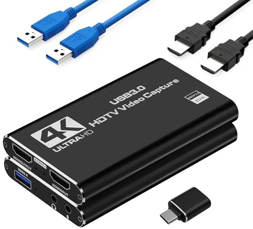 Scheda Acquisizione Video HDMI, USB 3.0 1080P HD HDMI Video Capture per Streaming Gaming OBS Compatibile con PC Switch PS5 Xbox MacBook iPad Camera