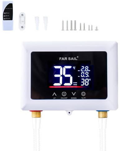 Instant Electric Water Heater, 5500W Thermostatic Tankless Mini Heater with LED Display, 20–50℃ Touch Control Hot Water Solution for Kitchen, Bathroom and Sink