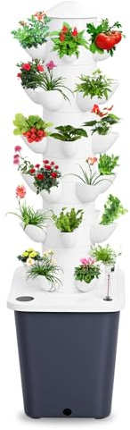 Système de Culture Hydroponique, Kit de Tour Hydroponique Verticale à 6 Niveau 30 Trous, Tour de Plantation Aéroponique avec Réservoir de 10 L, pour Herbes, Fruits et Légumes d'Intérieur (Noir)