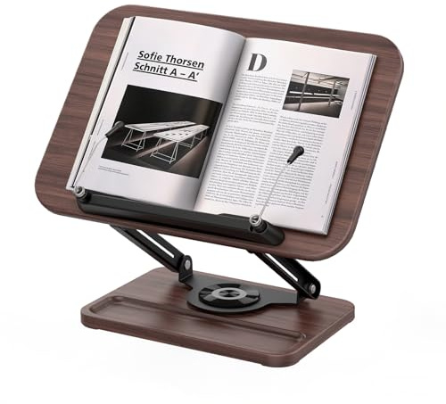 THCTYRP Atril de madera con base giratoria de 360°, ajustable