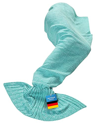 Manta de algodón Sirena | Colcha Manta de Peluche Saco de Dormir Manta de Lana Manta para el sofá Manta de Punto Manta de Sirena Manta para Dormir Aleta de Sirena Manta de Peluche (Azul Turquesa)