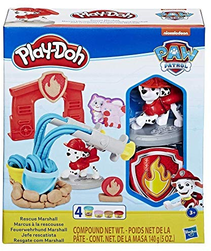 Play-Doh E6887EU5 PAW Patrol Feuerwehrhund Marshall, Spielzeug Figur und Knetwerkzeug mit 4 Farben Knete für fantasievolles und kreatives Spielen