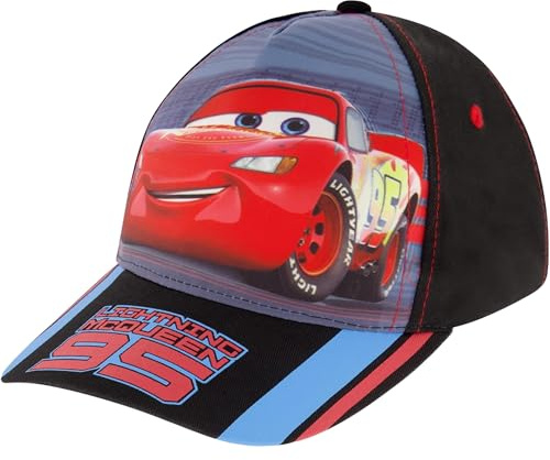 Disney Little Cars Toddler Baseball Hat for Boys Size 2-4 or 4-7 Lightning McQueen Kids Cap, Black, 2-4T