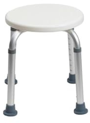 Ausilium Sgabello per Doccia Circolare in Alluminio Anodizzato - Sedile da Bagno per Anziani e Disabili - Altezza Regolabile - Piedini Antiscivolo, Portata 100 kg
