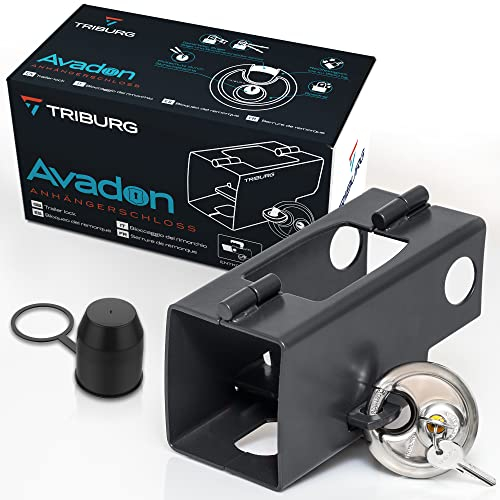 TRIBURG Serratura per rimorchio incl. serratura rotonda + tappo di protezione per gancio di traino GRATUITO - Sicurezza robusta per rimorchi agganciati e sganciati - Serratura per timone