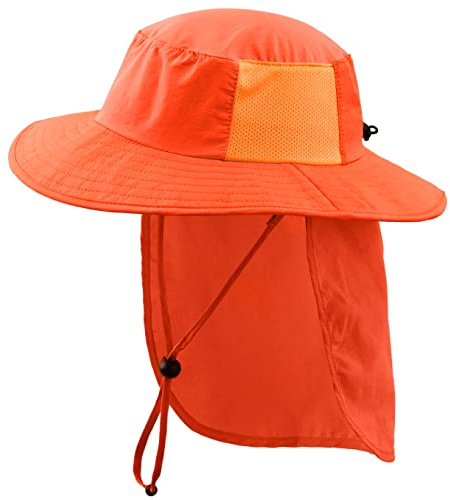 Connectyle Kids UPF 50+ Sun Protection Hat with Neck Flap Mesh Fishing Sun Hat (Orange)