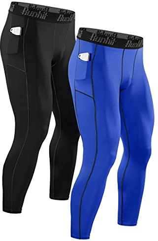 Runhit Men's Running Leggings Gym Compression Pants Men Sports Tights Thermal Base Layer Trousers for Cycling Football Golf Yoga