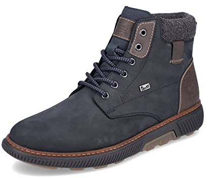 Rieker Herren Schnürstiefeletten B3343, Männer Stiefeletten, lose Einlage, wasserabweisend, riekerTEX,Bootee,Booties,blau Kombi (15),43 EU / 9 UK