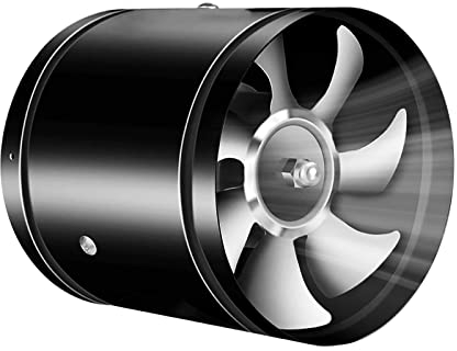 Abluftventilator Ø150mm Inline Rohrventilator Abluft Zuluft Rohrlüfter Absauglüfter Industrielüfter Aabsaugung ledrigem Energieverbrauch Leiser Betrieb Badlüfter für Badezimmer Küche Büro (Schwarz)