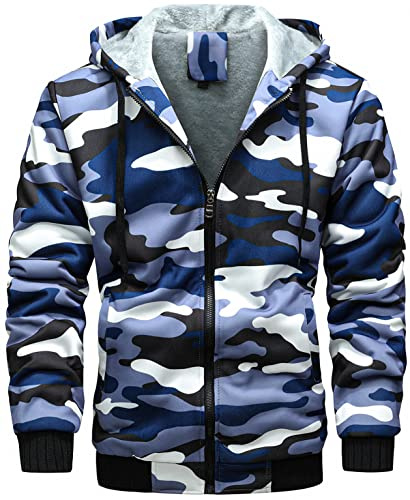Sweats à Capuche Homme Polaires Doublé, Veste à Capuche Épaisse, Pull Homme Hiver à Capuche avec Fermeture éclair
