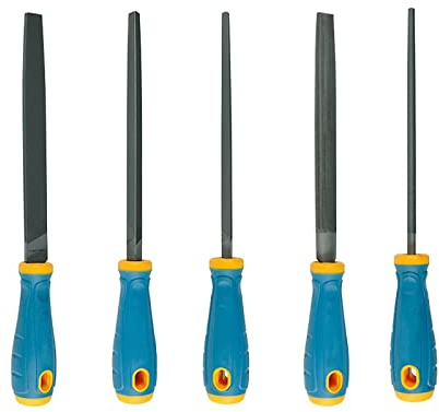 oUyOo 5-Teiliges Metallfeilen-Set, 6 Bis 12 Zoll Flach/Rund/Halbrund/Dreieckig/Quadratisch Feilen Aus Kohlenstoffstahl Mit Rutschfesten Griffen,12in