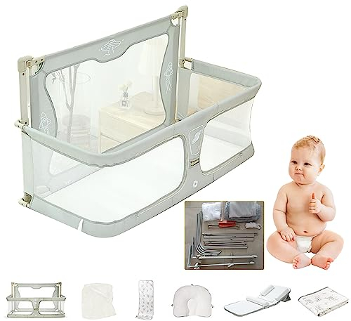 3 In 1 Baby Bassinet Bedside Sleeper,For Cosleeper In Bed,Baby Bedside Crib,Bed Crib Attachment,with Summer Cool Mat,changing Mat And Shaping Pillow,portable Bassinet For Baby Travel Foldable ( Color