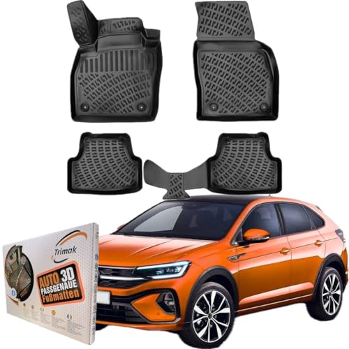 Trimak Alfombrillas 3D para Volkswagen Taigo a partir de 2021 | Alfombrillas de goma TPE, ajuste perfecto, impermeable, borde alto, antideslizante, fácil de limpiar