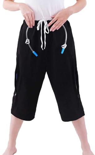 LUIVZD Pantalones de bolsa de orina para hombre, ropa interior, pantalones cortos de catéter, bolsa de drenaje de orina, pantalones para ancianos (color: negro, talla: XL-XL)