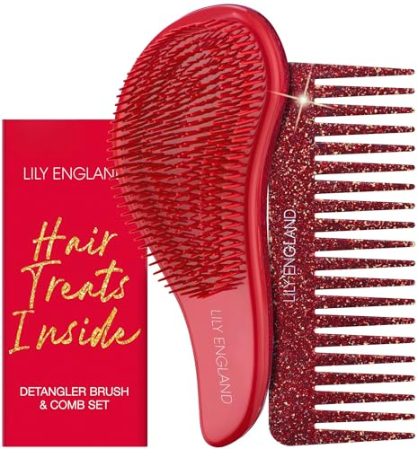 Lily England hårborstset – strumpfyllare för kvinnor och tonårsflickor | Detangle hårborste & kam set för vått, torrt, lockigt, tjockt och naturligt hår - lätt för kvinnor och barn