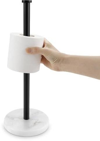 KES Black Toilet Roll Holder Free Standing Toilet Paper Holder with Heavy Marble Base, Bathroom Toilet Paper Stand for 3 Rolls Stainless Steel, BPS202S39-BK