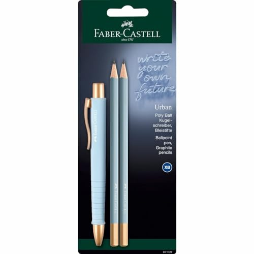 FABER-CASTELL 241122 - Schreibset sky blue, mit Kugelschreiber Poly Ball Urban und 2 Bleistifte Urban