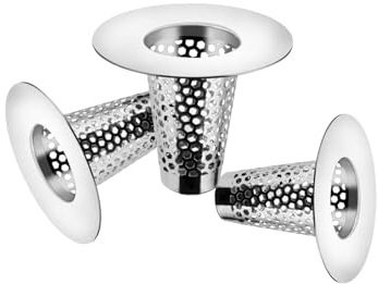 0XBIT Filtro Lavandino Bagno, 3 Pezzi Raccogli Capelli Lavandino Acciaio Inossidabile, Filtro Scarico Doccia, Filtro Scarico Lavandino, Adatto per Balconi, Cucine e Bagni