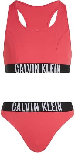 Calvin Klein Bambina Bikini Bralette Set con Fascia con Logo, Rosso (Deep Crimson Fruit), 14-16 Anni