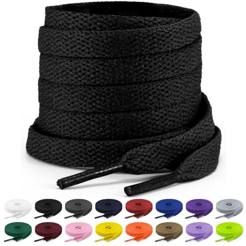 Shecret 2 par platta skosnören, 8 mm breda skosnören, platta skosnören Ersättningsrivsäkra skosnören för sneakers, löpning, vuxna, barn, premium sneaker skosnören gjorda av polyester