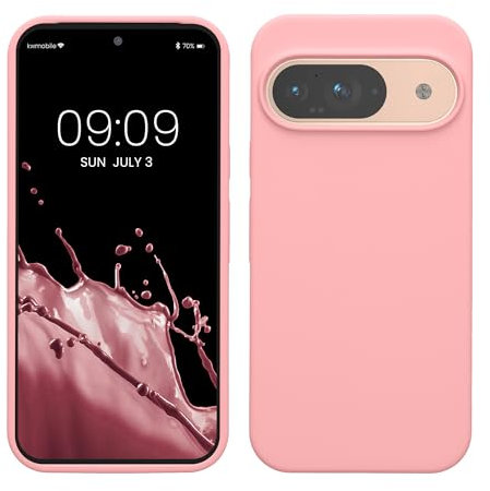 kwmobile Case Compatible with Google Pixel 9 Case - Soft Cover Compatible with Google Pixel 9 Pro Cover - Wireless Charging Light Pink