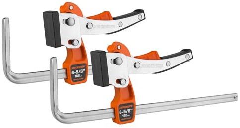JORGENSEN Ratchet Track Saw Clamp 2-Pack, Quick Release Guide Rail Clamp Set, 168 mm Track Clamp Max 181 kg Load Limit for MFT Table and Guide Rail System