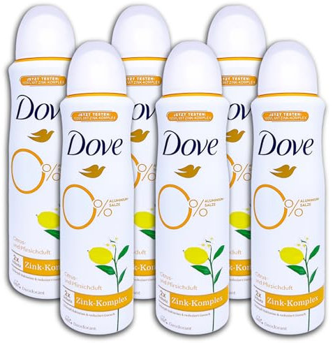 6 er Pack Dove Deospray mit Zink-Komplex & Citrus-und Pfirsichduft Deodorant 6 x 150ml