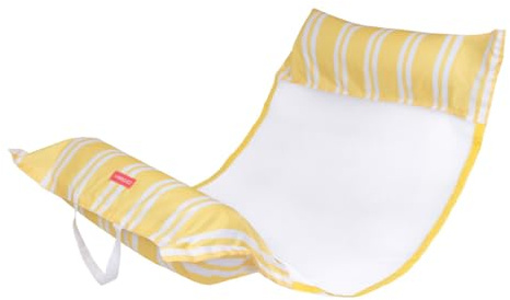Flamingueo Colchoneta Piscina - Hamaca Hinchable - Rejilla de Nylon - PVC Resistente - Funda Poliéster - Amarillo