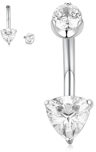 hengkaixuan G23 titan-navelring 14G navelpiercing 10 mm navelring innergänga navelsmycken triangel CZ navel-barbell-stud för kvinnor