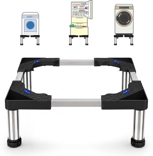 Washing Machine Stand, 4 Legs Adjustable Washer Stand Height 19-22 cm Washing Machine Base Fridge Stand 40-60 cm 150 kg for Tumble Dryers Washer Fridges