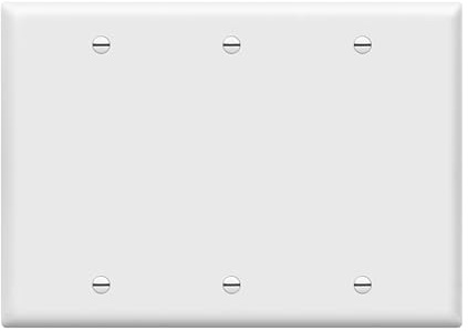 ENERLITES Blank Device Wall Plate, Blank Outlet Cover, Gloss Finish, Standard Size 3-Gang 4.5 x 6.38, Polycarbonate Thermoplastic, 8803-W, White