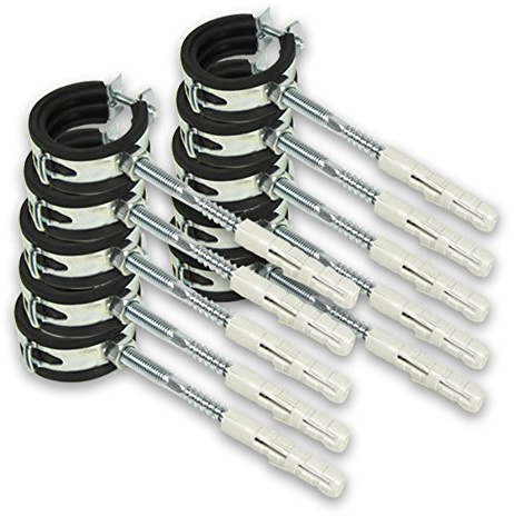 Eigenmarke 10 x Rohrschelle [15-19mm] + 10 x Dübel + 10 x Stockschraube M8 x 80mm mit Torx Ansatz