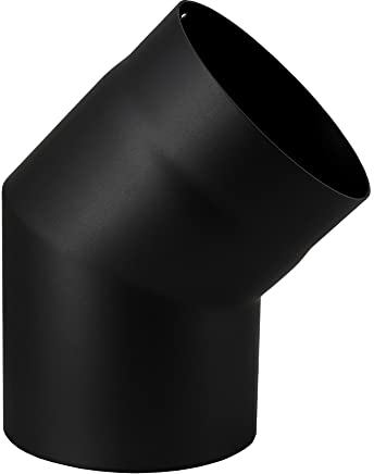 LANZZAS Ofenrohr Bogen 45° - Durchmesser Ø 180 mm - Farbe: schwarz | Rauchrohr Abgasrohr Kaminrohr Knie