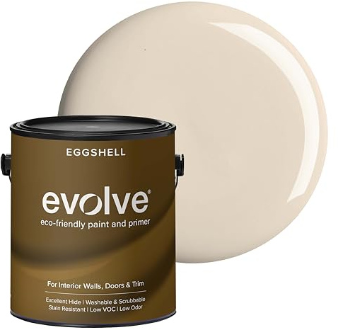 EVOLVE Paint & Primer: Environment-friendly, Low Sheen with One-coat Coverage for Interior & Exterior surfaces (Beach Beige, 1-Gallon)