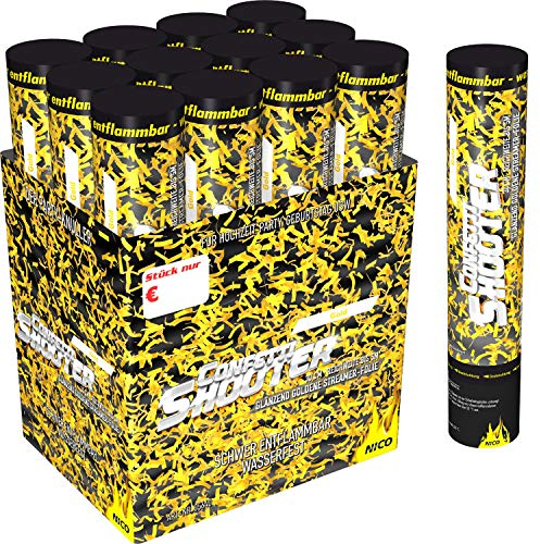 Nico Feuerwerk® [6er Sparpack] Premium-Konfetti-Shooter Set GOLD metallic I Party-Popper-kanonen 30 cm für Geburtstag Verlobung Hochzeit Party Silvester Feier