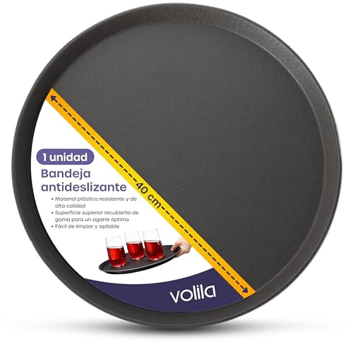 Vassoio da portata rotondo, antiscivolo, per tavolo, bevande, cucina, casa, bar e ristoranti (vassoio da 40 cm, 1 pezzo)