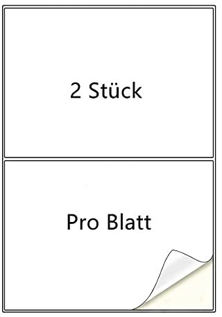 Alitade 100 Blatt Universal A4 Aufkleber Etiketten Selbstklebend Adressetiketten 2 Stück pro Blatt -(210x 148mm, 200 Etiketten), Geeignet für Tintenstrahl- und Laserdruckern